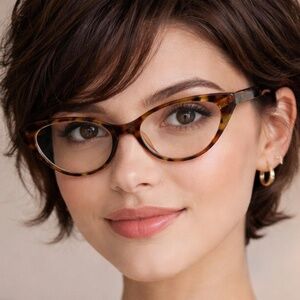 Brown Tortoise Shell Cat eyeglass Frame Frederic Beausoleil FRANCE 278-798